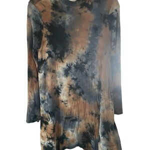 Elegant Tie-Dye Long Sleeve Dress small fall